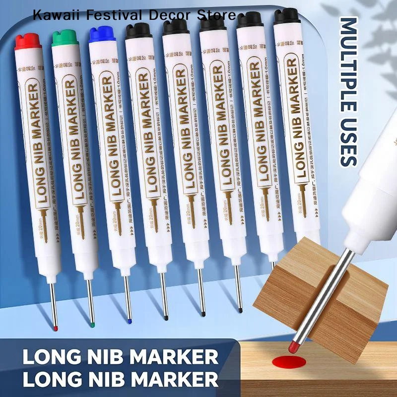 【K】1PC 20mm Deep Hole Long Nib Head Markers For Metal Perforating Pen Waterproof Bathroom Woodworking Decoration Multi-Purpose