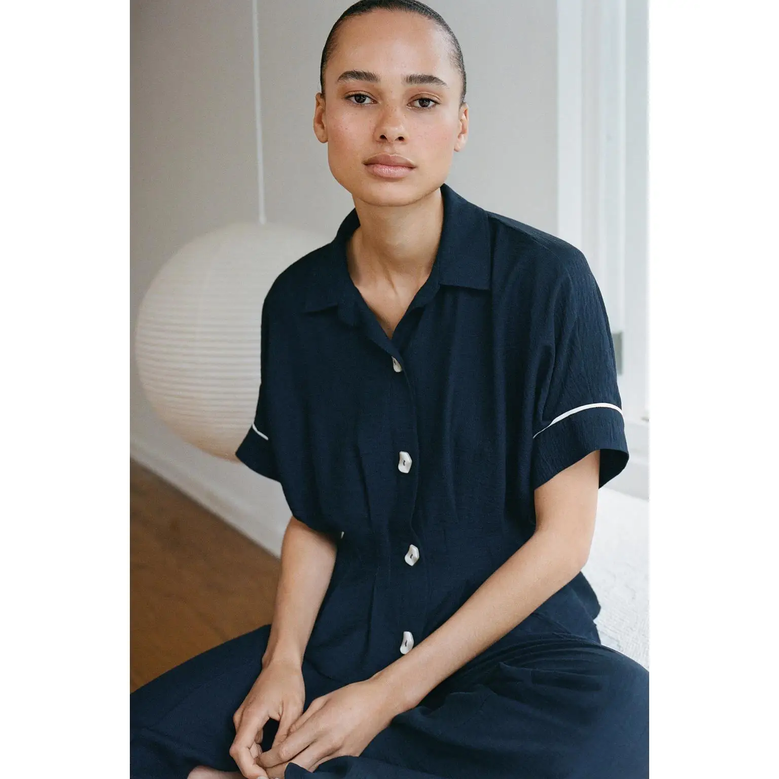 Fashionable Color Block  Pleated Shirt Pants Set ZR Wind Women's Clothing Four Seasons Suitable Two-Piece Set from China