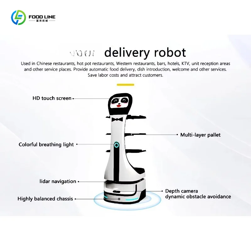 Auto Food Delivery Service Robot 10.1 Inch Screen Laser Navigation 12H Runtime For Canteen