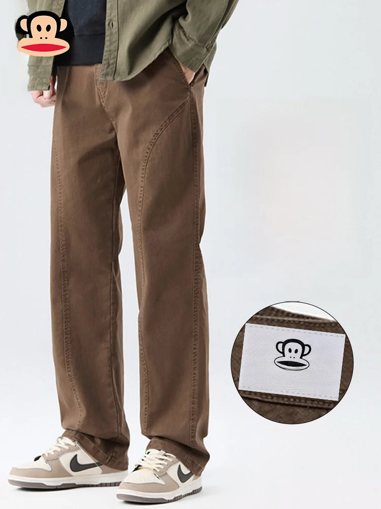 

Мужские брюки Paul Frank в стиле ретро, свободного прямого кроя, для работы, повседневные, удобные, дышащие, из смесового хлопка и полиэстера, осенние, модные