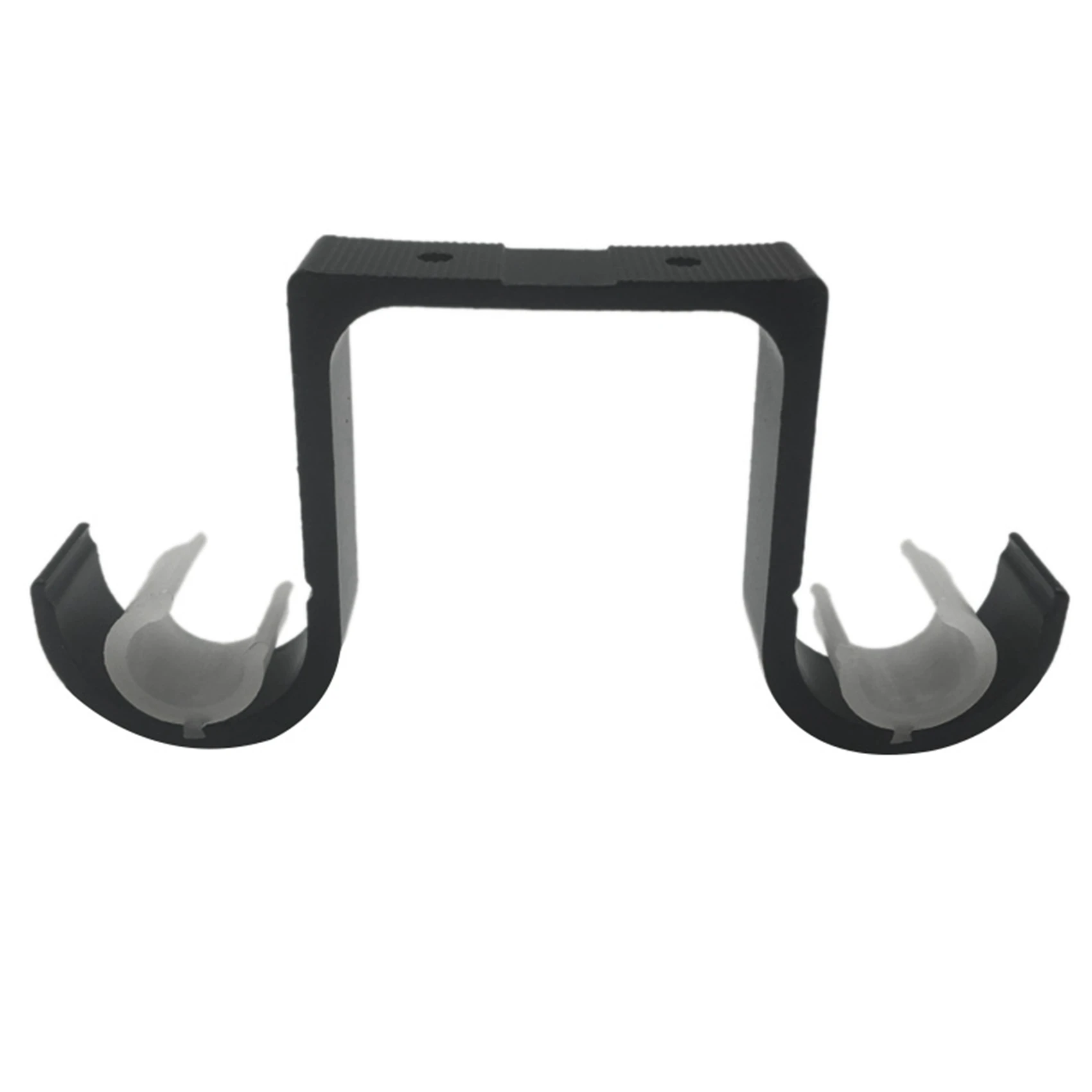 MOPHE-6Pcs Double Curtain Rod Brackets Ceiling Mount Supports Aluminum Alloy Black