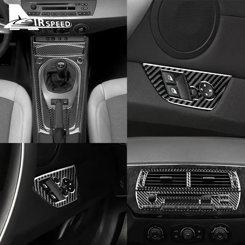 ألياف الكربون ملصقا لسيارات BMW Z4 E85 E86 2003-2008 اكسسوارات السيارات الداخلية غطاء الكسوة الديكور عجلة القيادة والعتاد التحول لوحة