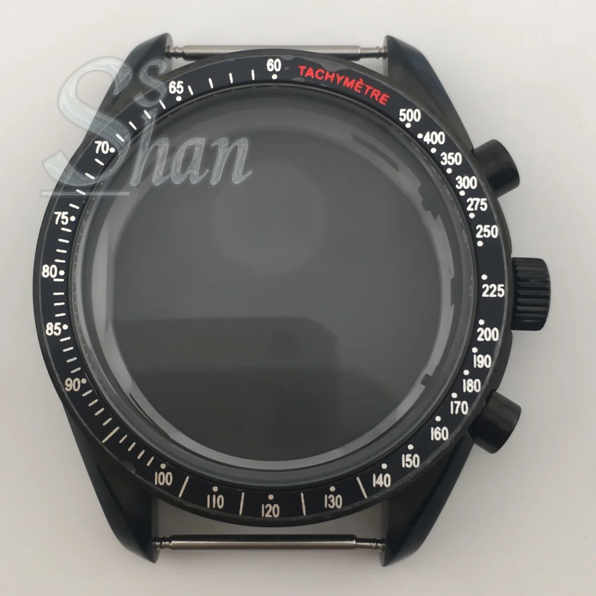 40mm Black Men's Watch Case with Coated Crystal Glass & Multi-Color Bezel, Modified Accessory Compatible with VK63A Movement