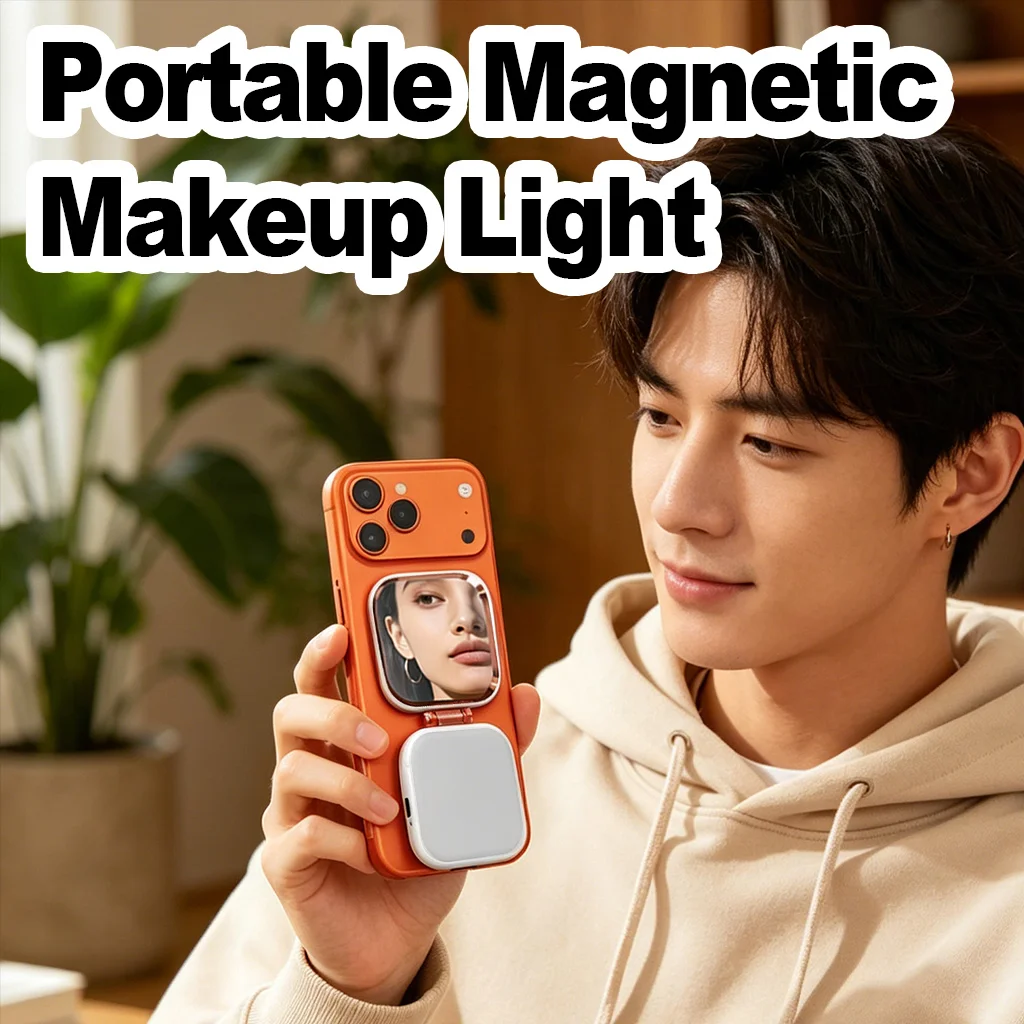 Luz magnética para selfies con espejo y soporte, anillo de luz para teléfono, luz plegable para selfies, mini luz de relleno LED, luz de relleno LED para video.