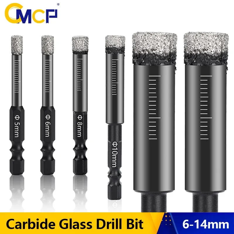 

CMCP Vacuum Brazed Diamond Dry Drill Bits 6-14mm Hex Handle Hole Saw Cutter For Granite Marble Ceramic Tile Glass Drilling