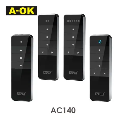 A-OK AC140 무선 송신기, A-OK RF433 커튼 모터, 관형 모터용 리모컨, 터치 켜기/끄기, 1 채널, 2 채널, 6/16 채널