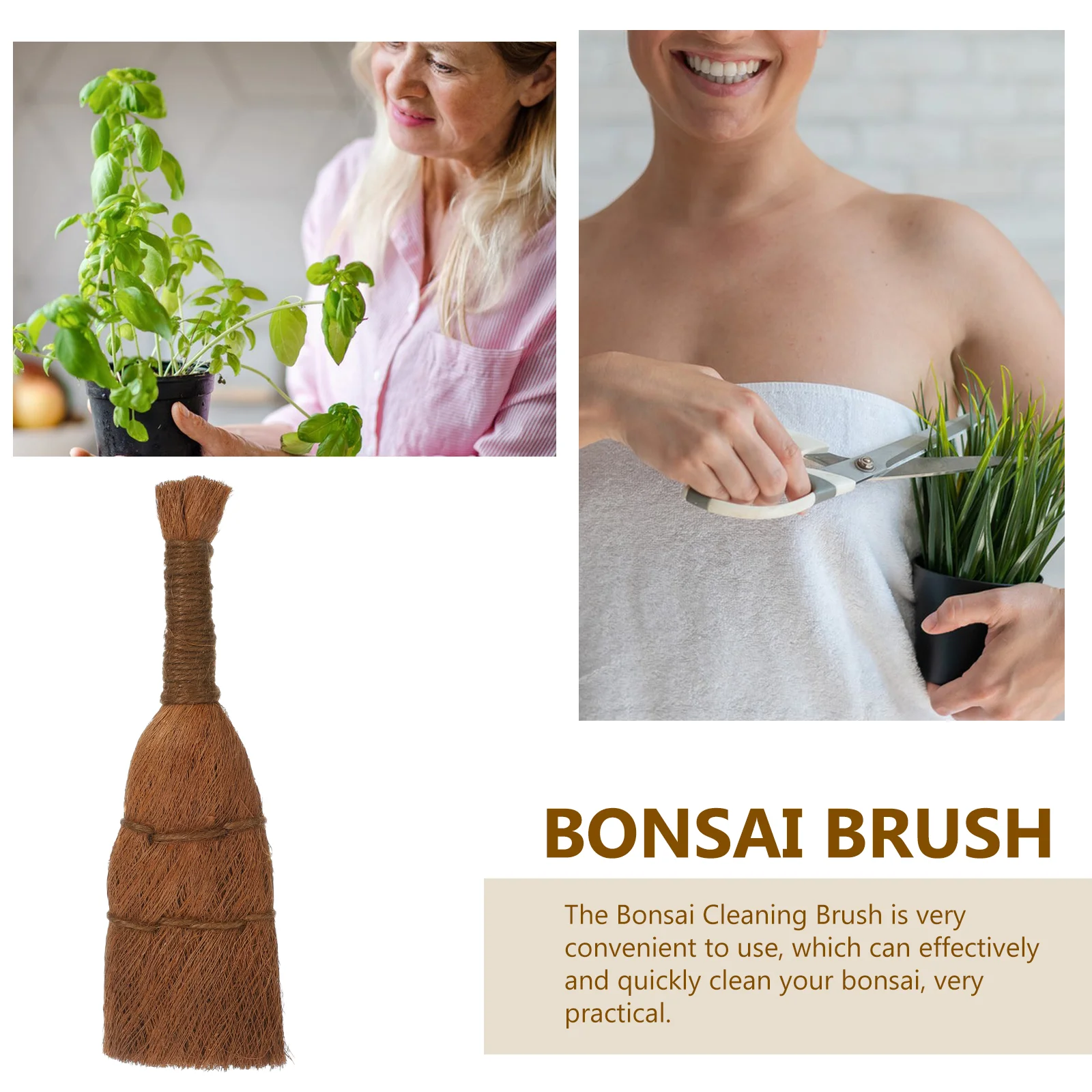 Bonsai Brush Garden Cleaning Palm Fibre Quick Flower Pots Car Multi-function Flowerpot Washing Brown Silk