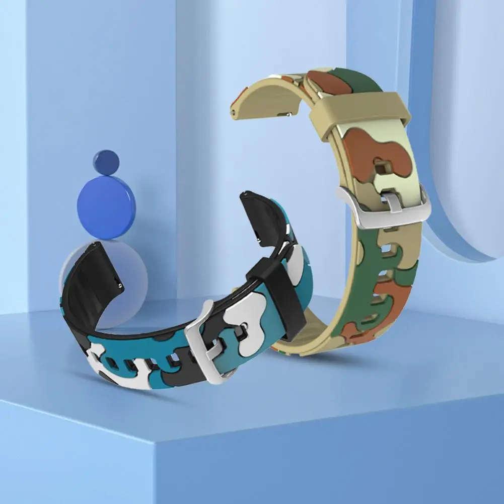 Watch Band Universal Soft Silicone 20mm/22mm Camouflage Wrist Strap Replacement Wristband Tool Smartwatch Accessories For Huawei