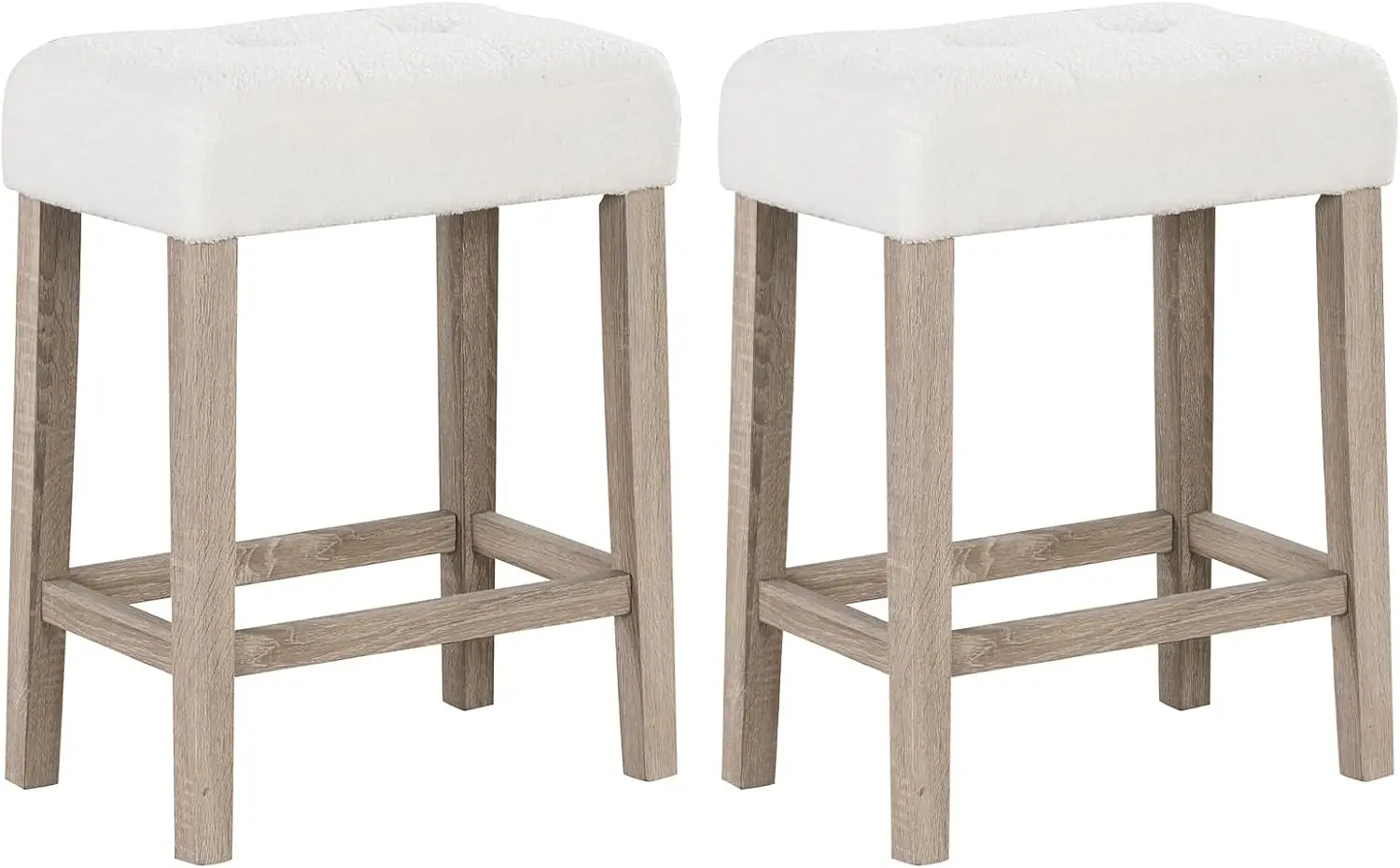 Costway Counter Height Bar Stools Set Of 2, Modern Sherpa Fabric Counter Stools With Rubber Wood Legs, Footrest, Upholstered