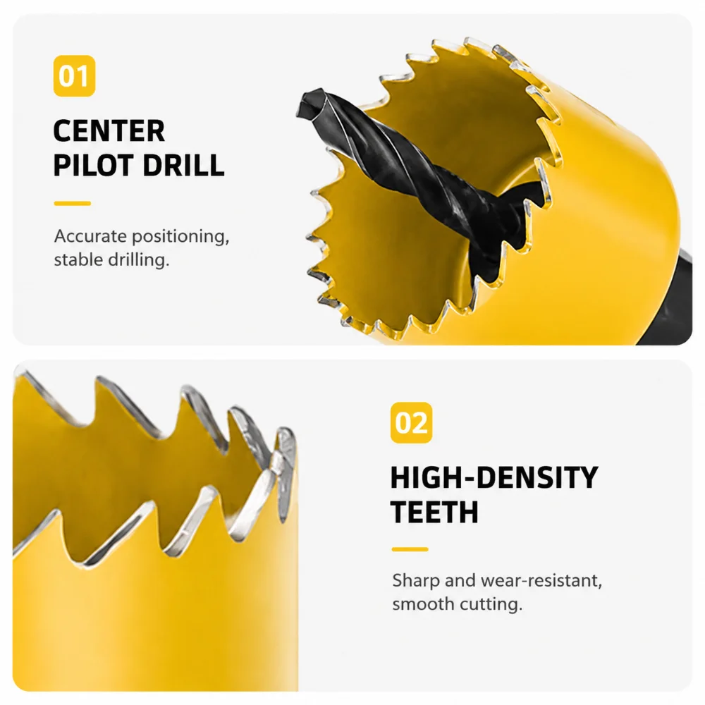 Yellow Bimetallic Woodworking Hole Opener Set Tube Light Hole Opener Set Gypsum Board Hole Opener  Woodworking Drill Bit