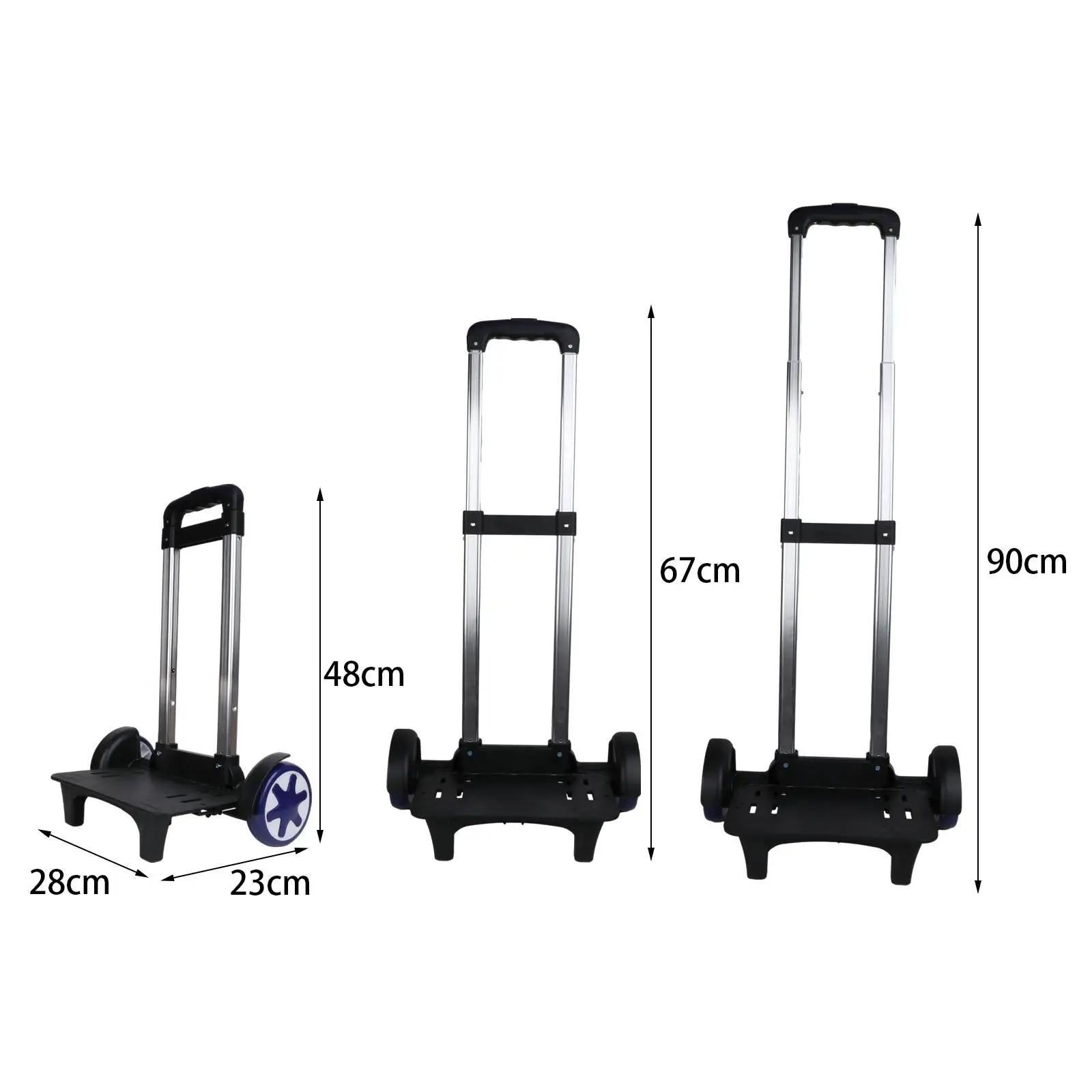 Backpack Trolley Compact Portable Wheeled Hand Trolley Roller Carrier Folding Wheeled Cart for Schoolbag Backpack Boxes Kids