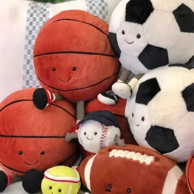 Porte-clés boule de sport en peluche, série mignonne, football, basket-ball, Tennis, poupée douce, breloque de sac, anti-Stress, cadeau de collection Kawaii