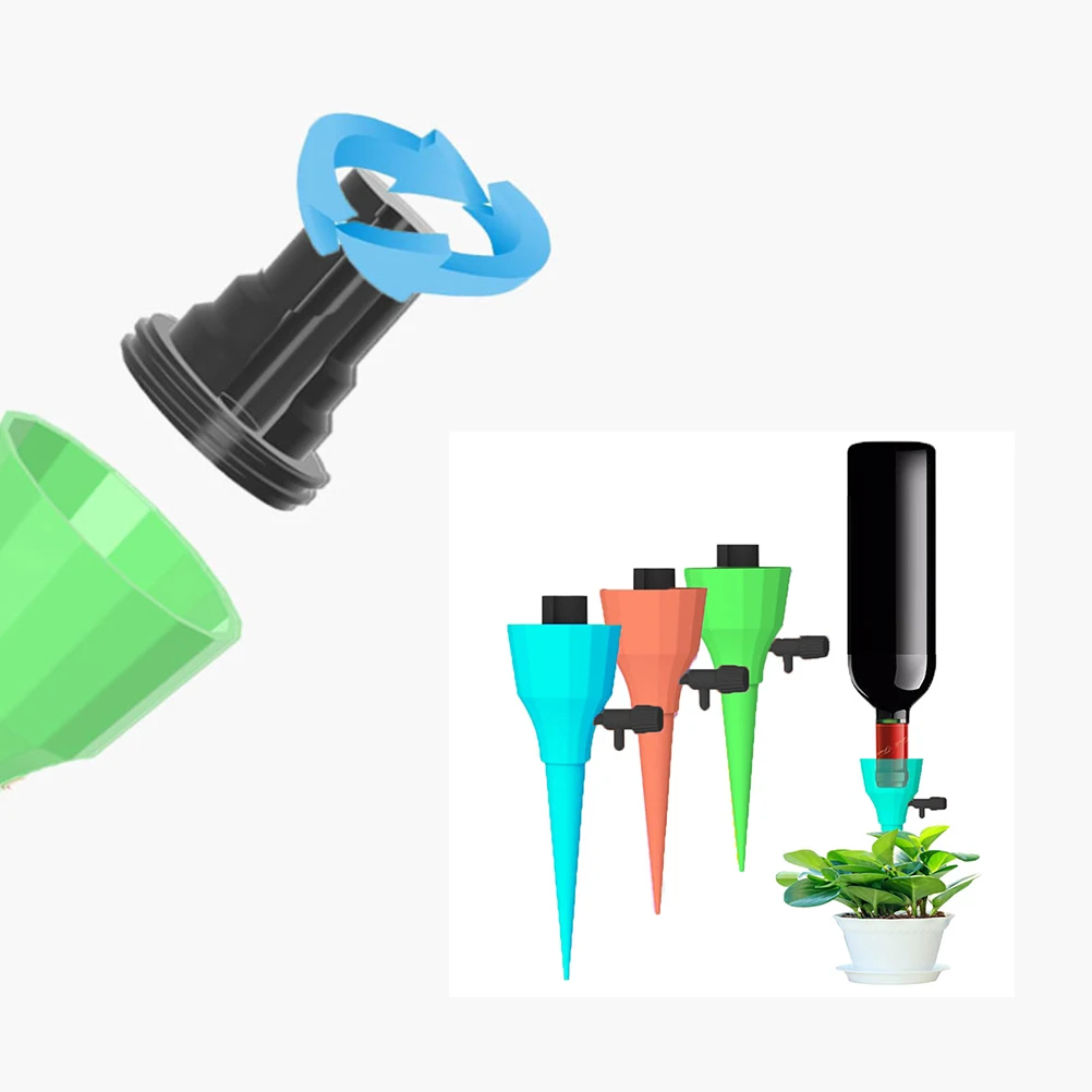 

6pcs Automatic Irrigation Watering Device Durable Pp Material Stable Flow Wine Bottle Adapter Fertilizer Mixing Garden Cone