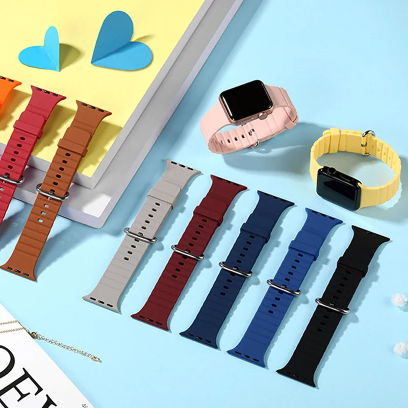 Wave Pattern Strap for Apple Watch Band Ultra 49mm 45mm 44mm 42mm 41mm 38mm iWatch Series 9 8 7 6 SE 5 Adjustable Bracelet Band