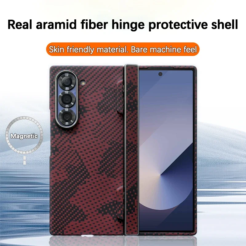 

For Samsung Galaxy Z Fold 6 Magsafe Magnetic Case Real Carbon Fiber Folding Hinge Protection Shockproof Cover For Galaxy Z Fold6