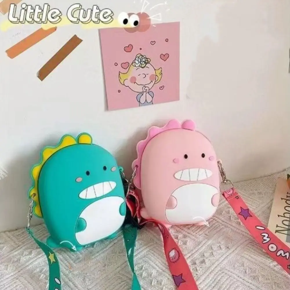 Cartoon Dinosaur Crossbody Bag Children Silicone Phone Pouch Shoulder Bags Satchel Girls Lovely Purse Animal Handbags Wallets