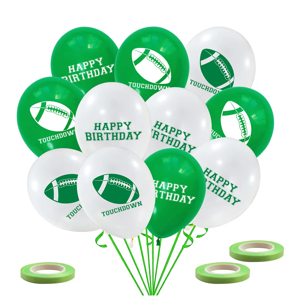 

36Pcs Football Sports Latex Balloons Set 12 Inches Green White Rugby Party Supplies Decoration Photo Prop Sports Balloons