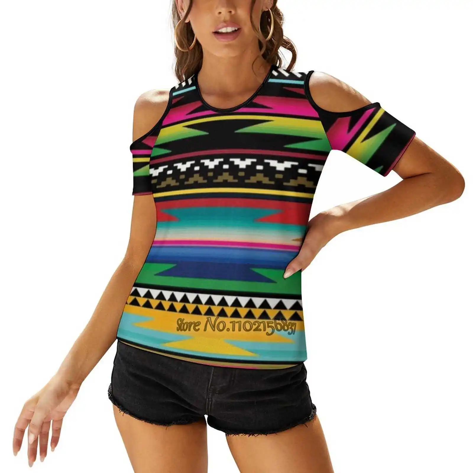 Spring Serape Woman's Casual Sexy T-Shirt One Shoulder Lacing T Shirts Elegant Beach Party Tops Y2K Clothes T-Shirts T-Shirts