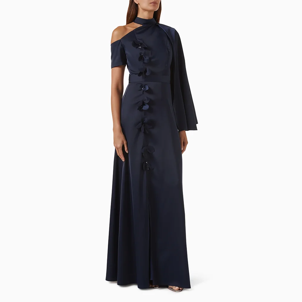 

Customized High Collar Long Evening Dresses Elegant Formal Occasion Prom Gowns Front Split 2025 Floor Length Prom Dresses