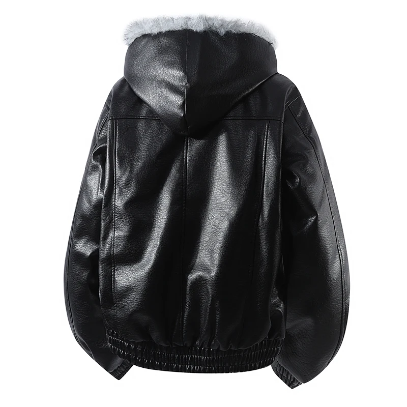 Hooded Thicken Warm PU Leather Jackets for Men Winter Comfortable All-match Parkas Coats Fashion Quality Male Clothes New Style