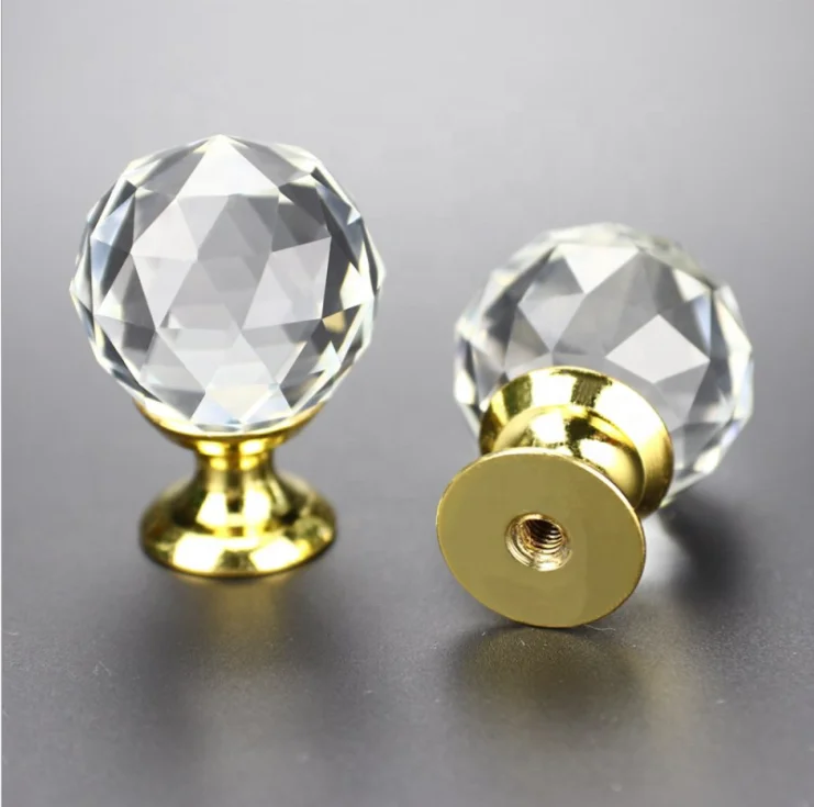 Diamante Crystal Ball Knobs para gaveta, mobília do quarto, Últimas