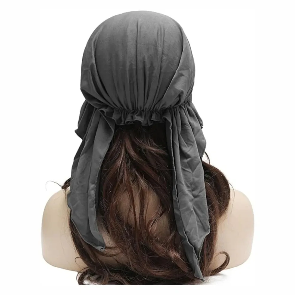 Soft Turban Shawl Design Women Bandana Brim Cap Breathable with Pre-Tied Summer Baseball Caps Solid Color Low Profile Fitted Hat