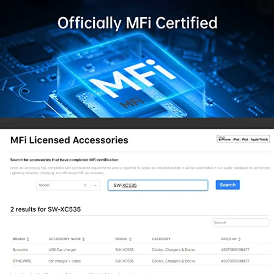 Car Charger with Apple MFi Certification and Portable Air Compressor for Tire Inflation Compact Dual-Purpose Device for