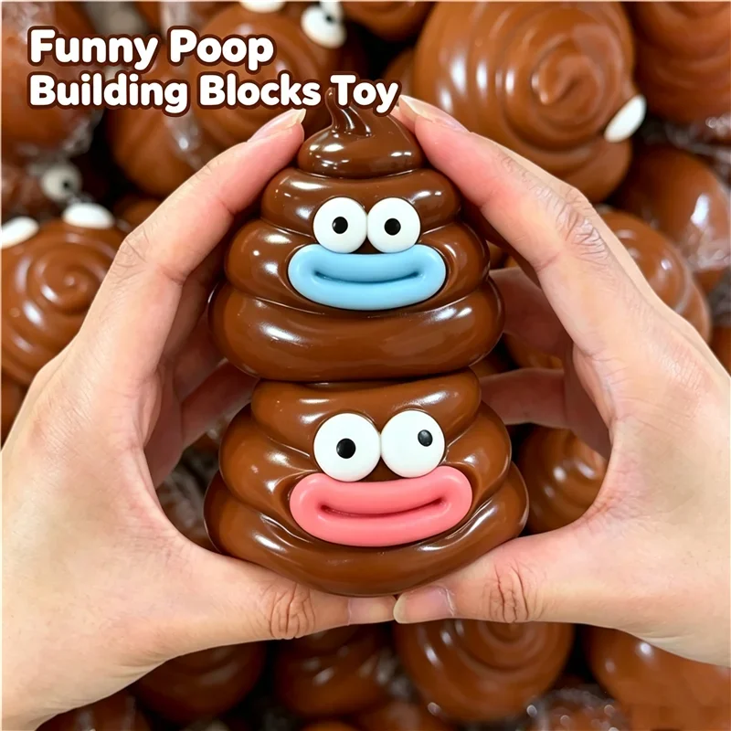 Building Block Filling  Prank Poop Blind Box Sensory Toy Moldable Squeeze ASMR Crunch Sound Crispy Release Pressure for Adults