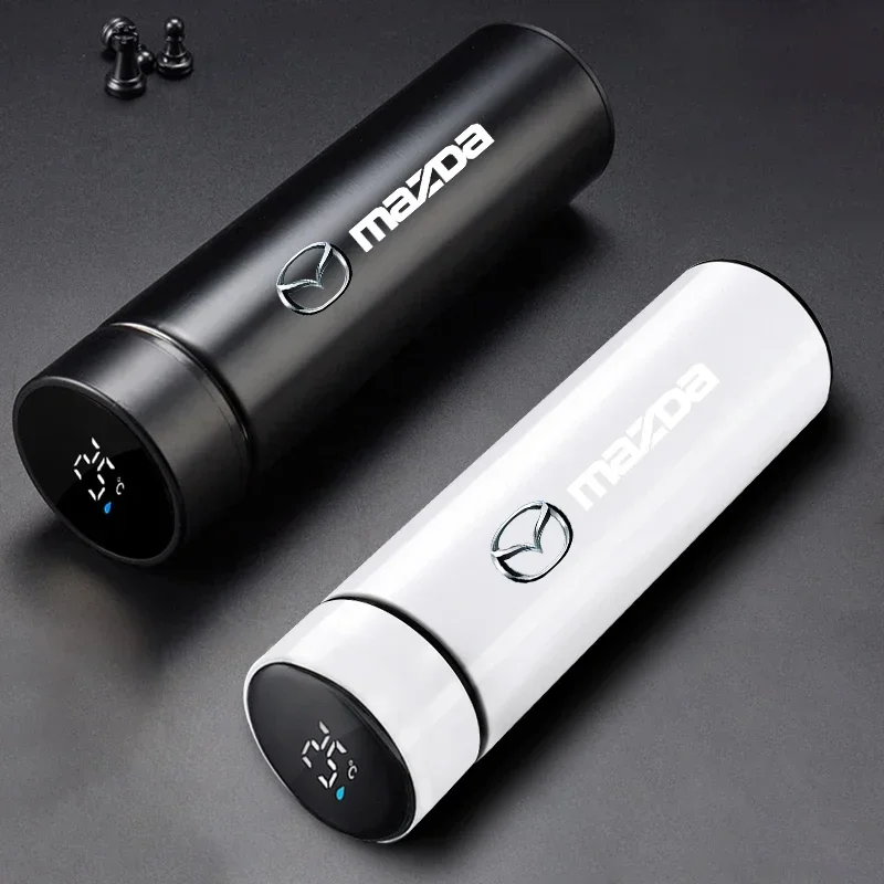 500ml Portable Car Smart Thermos Bottle Temperature Display Cup For Mazda 3 6 Atenza Axela Demio CX3 CX5 MP MS RX8 Accessories