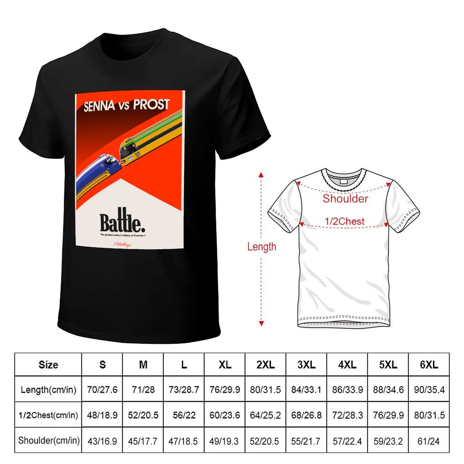 Senna vs Prost vintage poster T-Shirt Street Fashion Casual Tee Shirt