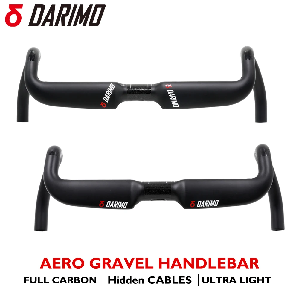 

DARIMO Aero carbon fiber gravel road bike handlebars, 31.8mm Clamp, internal cable routing, 360-420mm, Di2, racing handlebars