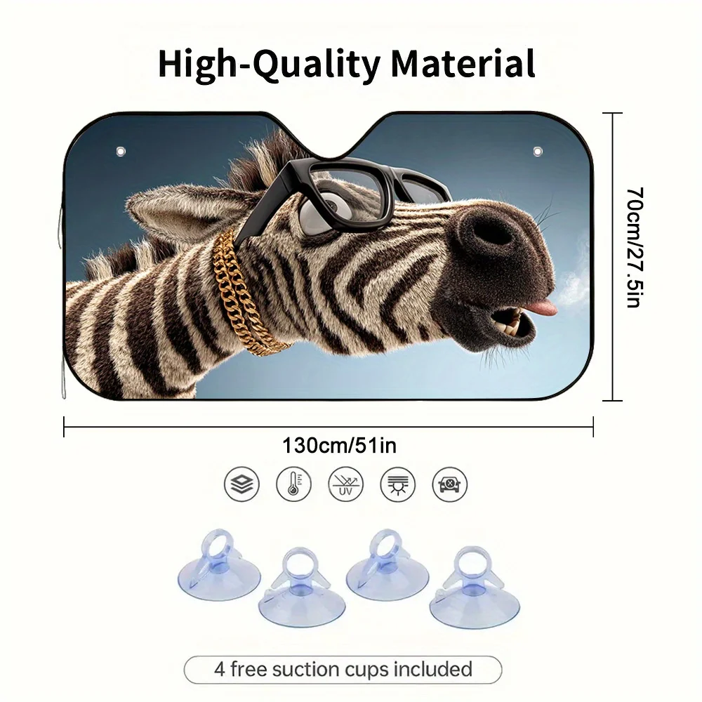 1pc Playful Zebra Character Multi-Functional Car Sun Shade, Suitable For Any Season, Keeps Your Car Comfortable