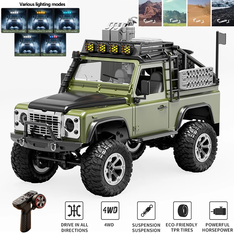 KF90 1:12 4WD RC Climbing Car Off-Road With LED Light 2.4G Remote Control Cars Truck Offroad Vehicle Toy Gifts For Kid And Adult