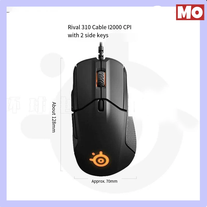 Imagem -02 - Steelseries-rato Gaming Rival 310 Rgb Leve Leve Ergonómico Baixa Latência Alta Frequência E-sports 1800 Dpi 1000hz