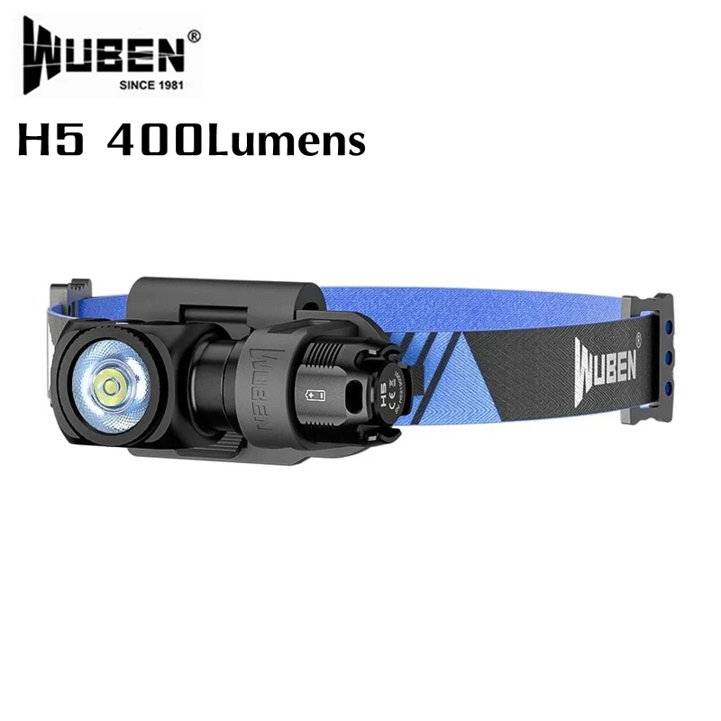 

WUBEN H5 Headlight 400Lumens 360° Rotatable 180° Beam Range Waterproof Magnetic LED Headlamp For Outdoor Camping Running Hunting