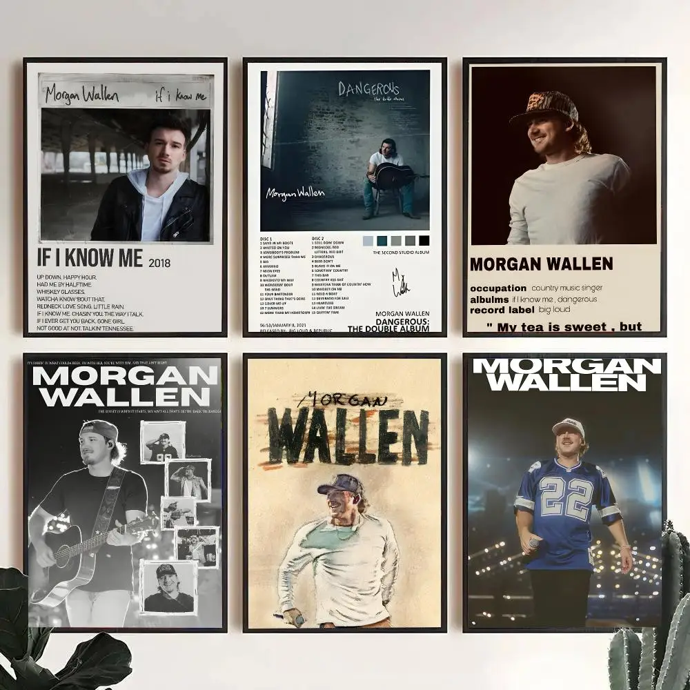 Male Singer M-Morgan Wallen Poster Decorative Wall Art Stickers Mural For Home Living Room Hallway Decor Gift
