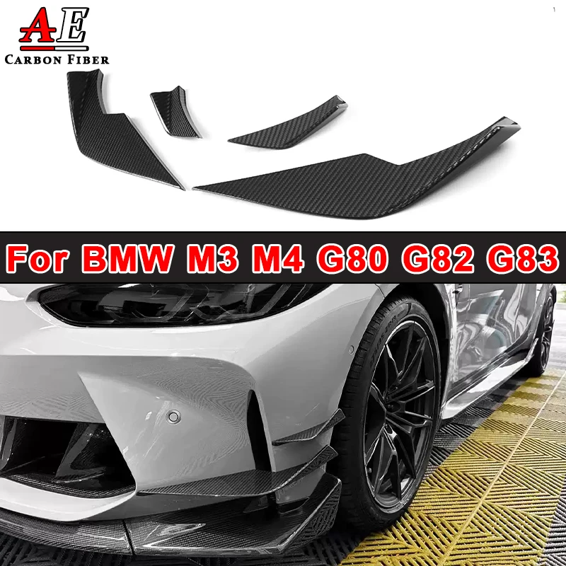 

Dry Carbon Fiber Front Bumper Diffuser Splitter Canards Side Fin Flaps For BMW M3 M4 G80 G82 G83 2021+ Car Styling FRP