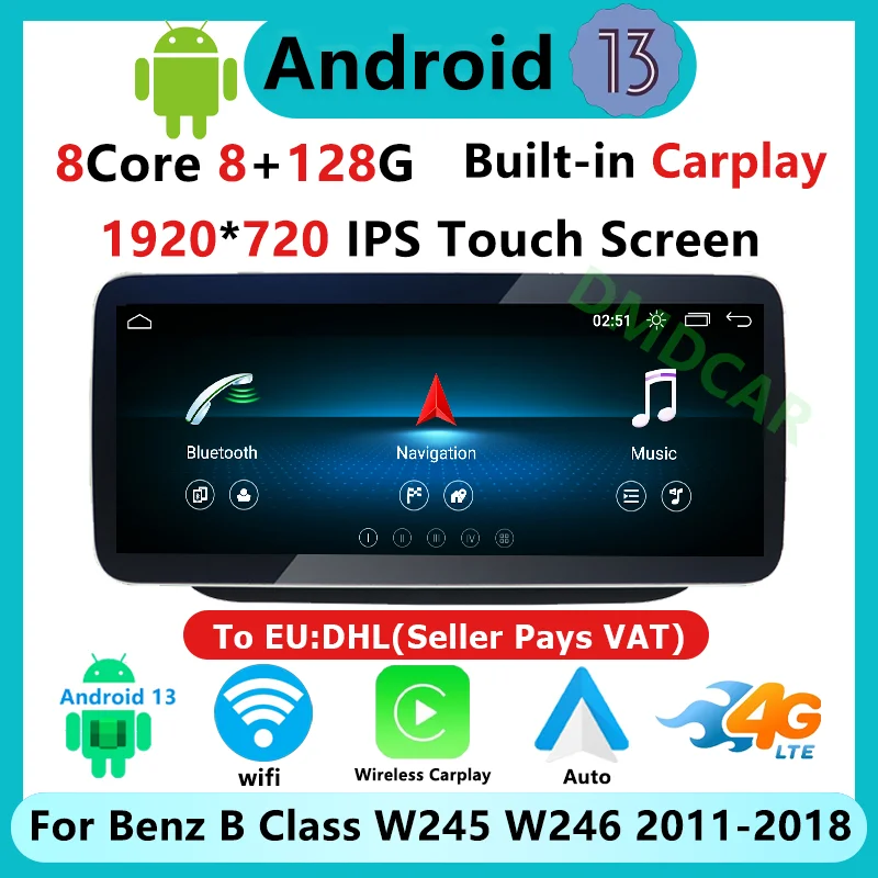 Android 13 Car Radio Multimedia Video Player Carplay Auto For Mercedes Benz B Class W245 W246 GPS Navigation Blue-tooth Screen