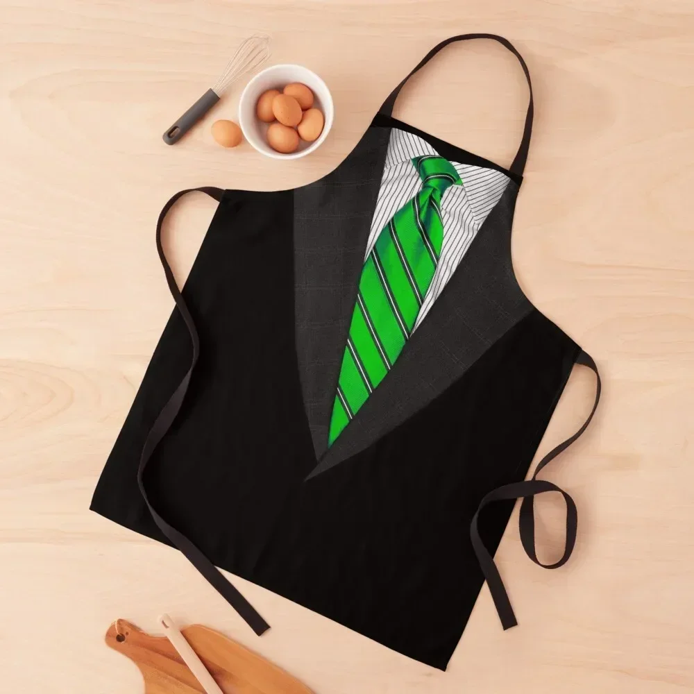 Green Suit Up! Realistic Suit and Tie Casual Graphic for Zoom T-Shirt Tuxedo Costume T-Shirt Apron For Men Men'ss Apron