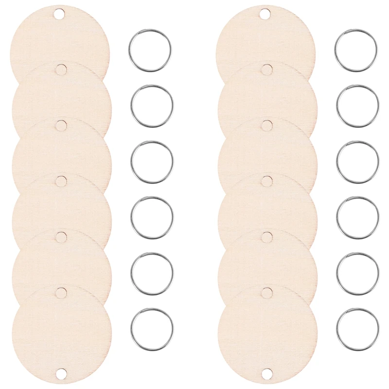 100 Stukken Ronde Houten Schijven Met Gaten Verjaardagsbordlabels En 100 Stukken 15 Mm Ringen Voor Kunstnijverheid (3Cm)