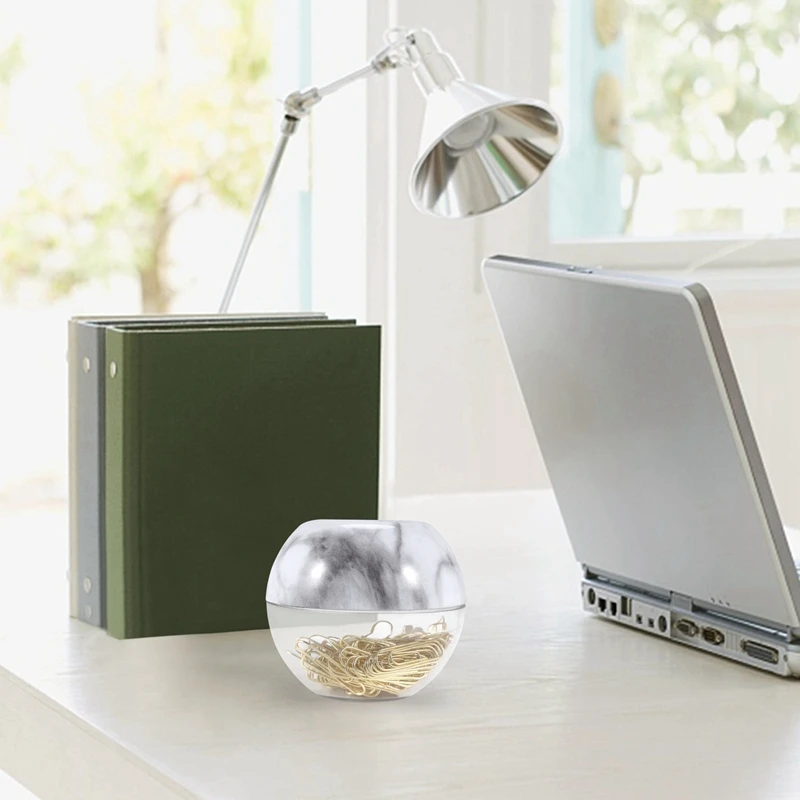 دبابيس ورق الذهب في أنيقة المغناطيسي الرخام الأبيض حامل قصاصة ، 28 مللي متر ، 100 مقاطع لكل صندوق