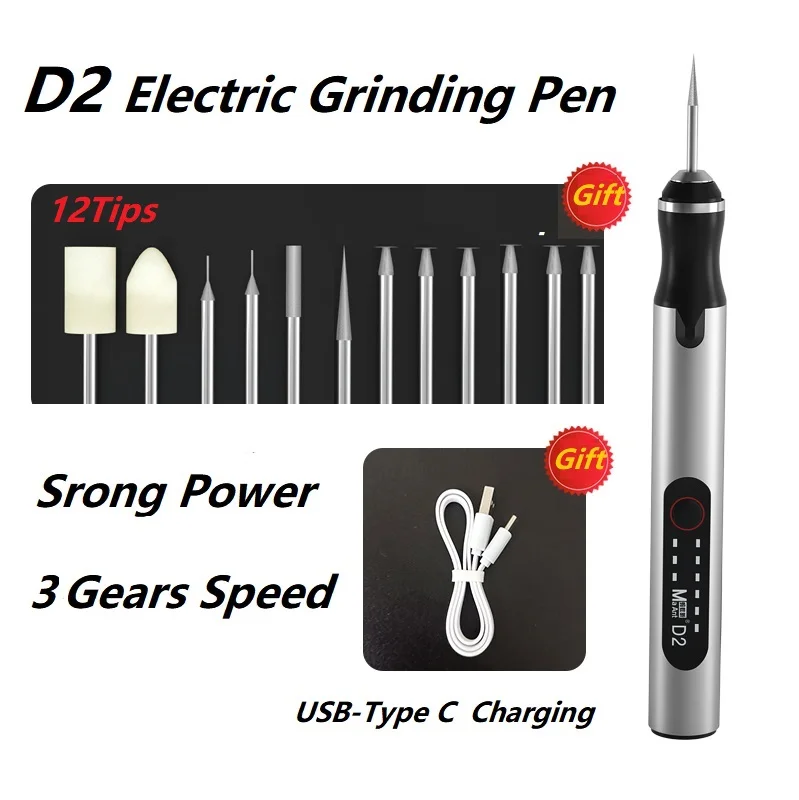 

MaAnt D2 Grinding Pen Smart Electric Polishing Grinder USB Charge Motherboard Carving Cutting Mutil Drills Phone Repair Tools