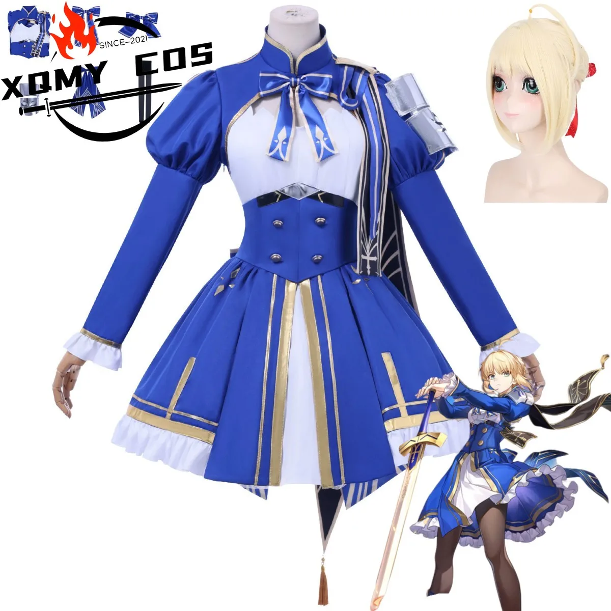 

XqGame Honkai: Star Rail Wind Saber Косплей Костюм Fate Grand Order Средневековые винтажные придворные платья Парик Женский сексуальный костюм для вечеринки