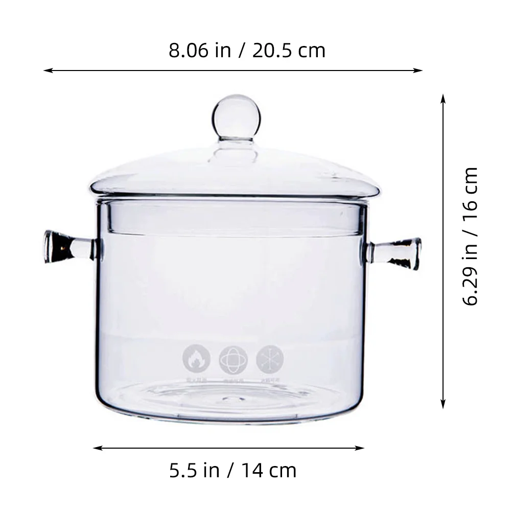 

Heat Resistant Glass Cooking Pot 1.5L with Lid Transparent Stew Pan Ideal for Instant Noodles Home Restaurant Kitchen