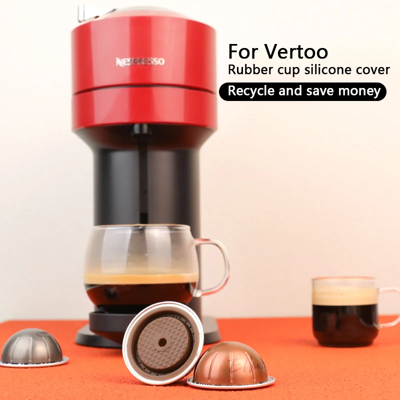 Vertuo coffee machine capsule cup dedicated recyclable reusable food grade environmentally friendly sealing silicone cover acces