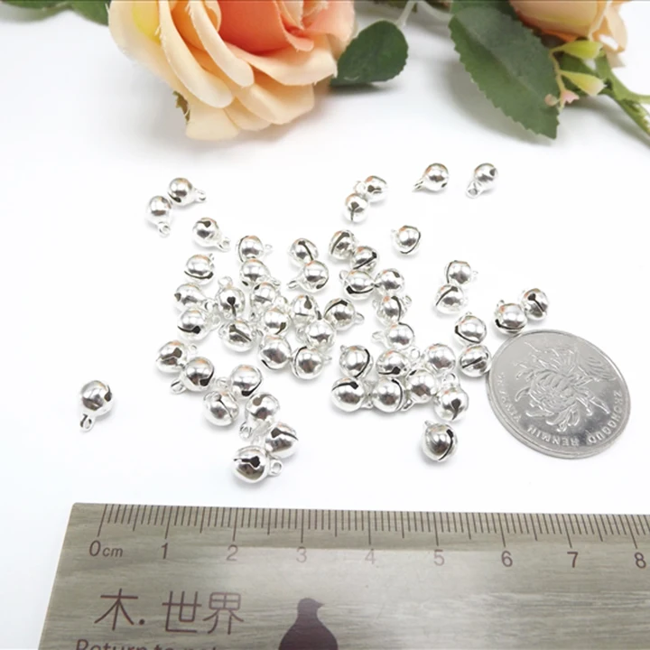 Jewelry finding & components parts Little bronze bell 6 mm silver-plate bells diy  accessories bracelet material #JY105
