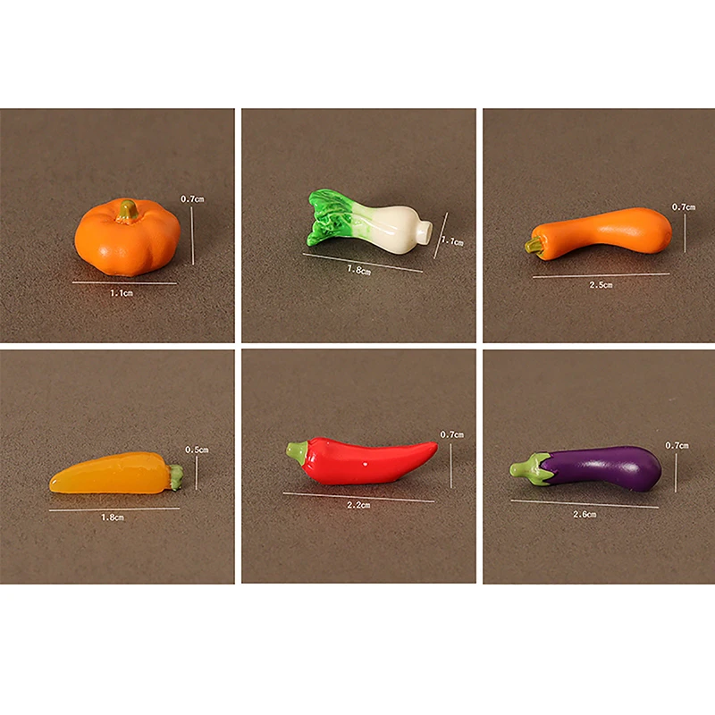 Juego de verduras de simulación para casa de muñecas, decoración de verduras en miniatura para casa de muñecas, juguetes de juego de cocina, 6 piezas, 1/12