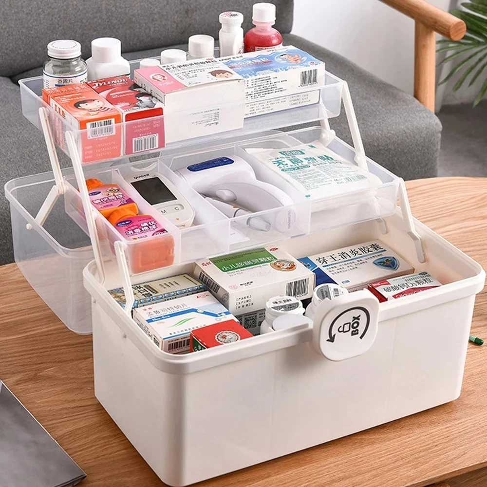 3 Layers Large Capacity Medicine First Aid Kit аптечка Pill Cases Family Emergency Storage Boxes Organizer With Handle Capacity