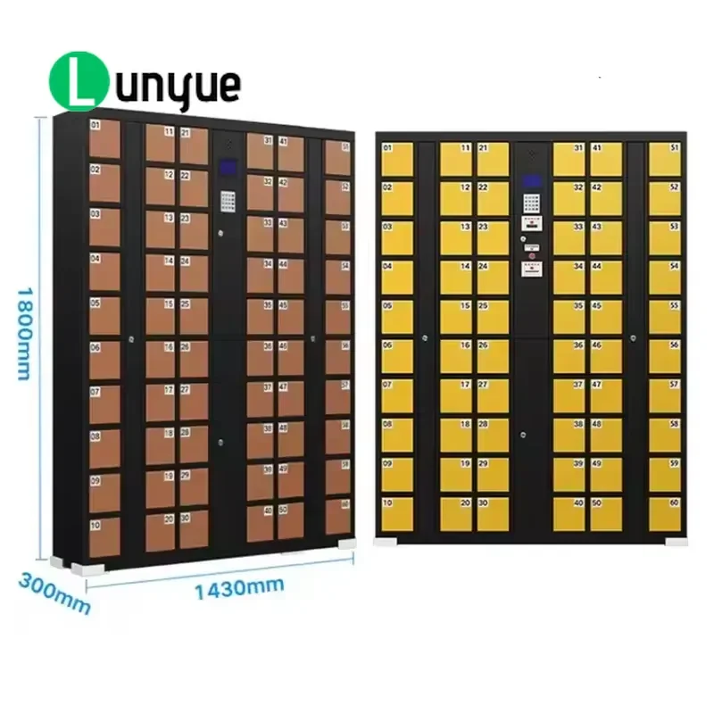 60 Door Automatic Electronic Parcel Locker Smart Fingerprint Lock Storage Cabinet for Gym School Express Delivery Secure