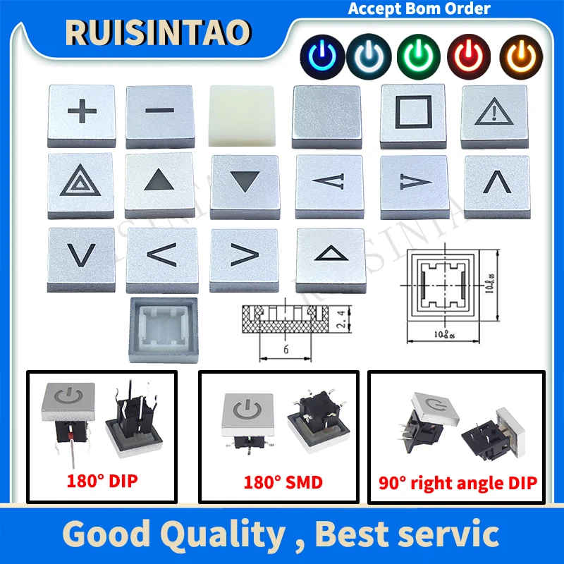 

5Pcs 6*6mm 6PIN DIP / SMD Micro Push Button with LED through Hole Tactile Momentary Indication Arrow up down Call Switch